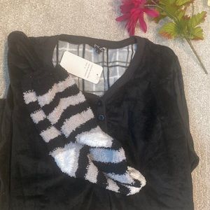 Cozy pajama top with matching fuzzy socks